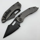 Microtech Borka Stitch DLC Full Serrated w/ Natural Clear Handles Signature Series 169-3DLCTNCS