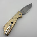 Pre-Owned Discontinued Pro-Tech PT Plus Textured ALBronze Handle w/ Pearl Button & Hand Mirrored Compound Mike Irie Blade 2024 PT+ Custom 005