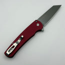 Pre-Owned Pro-Tech Malibu Red Textured Handle w/ Gold Lip Pearl Button & Stonewash MagnaCut Reverse Tanto Blade 5405 LTD-Red