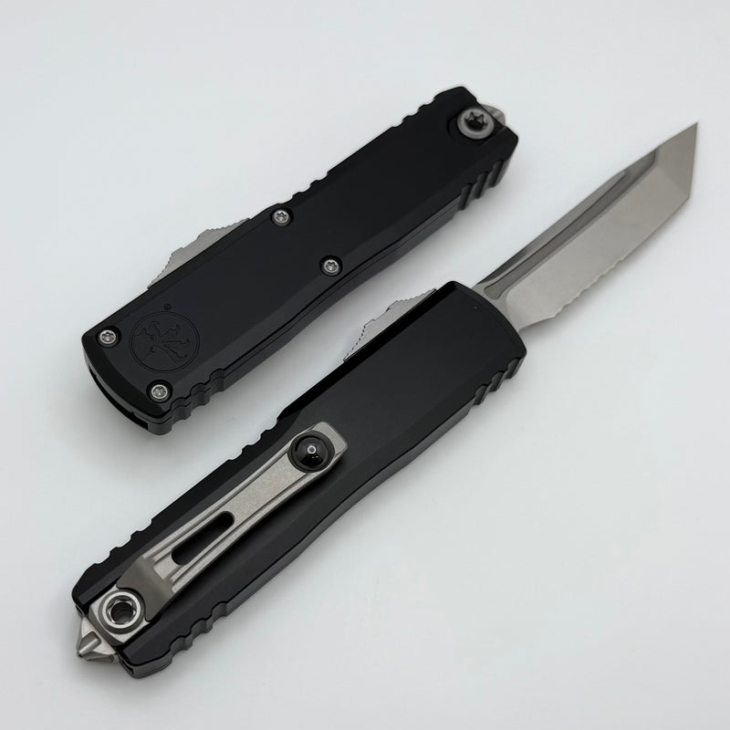 Microtech UTX-85 Gen IV w/ Black Handle & Stonewash Part Serrated T/E M390MK 12334-11