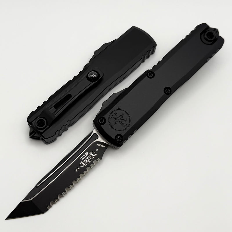 Microtech UTX-85 Gen IV w/ Black Handle & Black Tanto Full Serrated M390MK 12334-3T