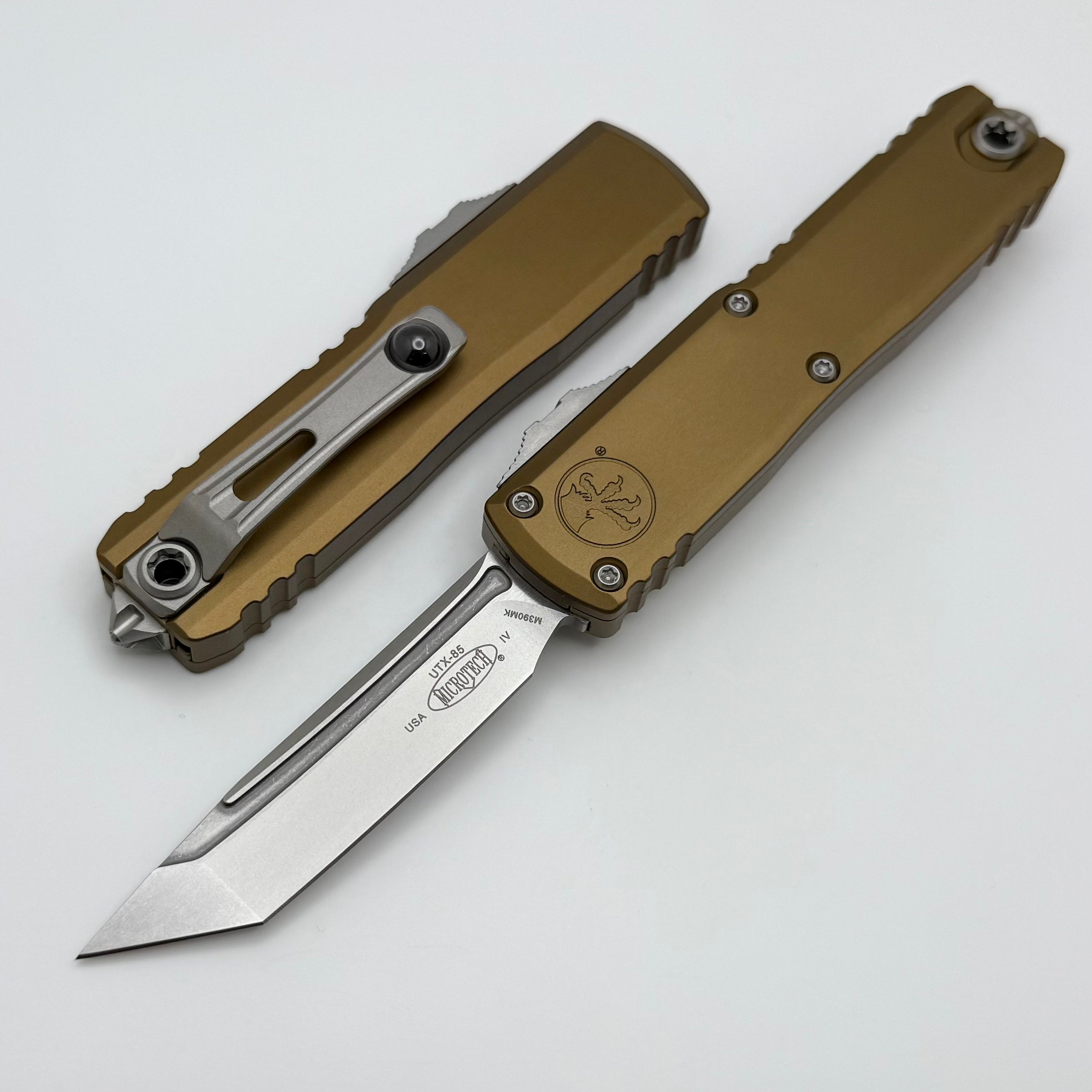 Microtech UTX-85 Gen IV w/ Tan Handle & Stonewash T/E M390MK 12334-10T