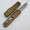 Microtech UTX-85 Gen IV w/ Tan Handle & Stonewash Part Serrated T/E M390MK 12334-11TA