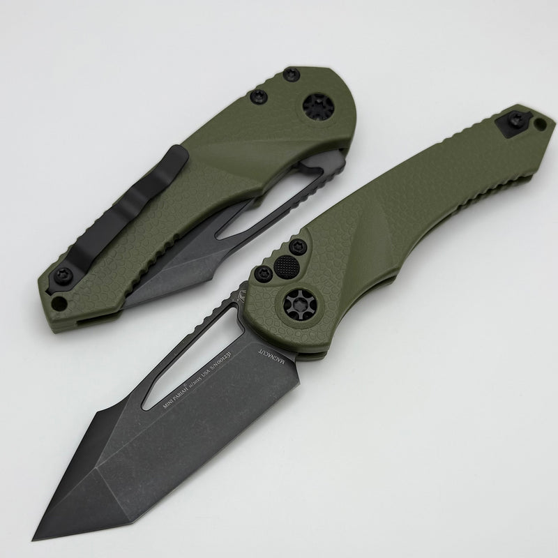 Heretic Knives Mini Pariah M/A Button Lock OD Green Polymer Handles w/ Black T/E MagnaCut H053-6A-GRN