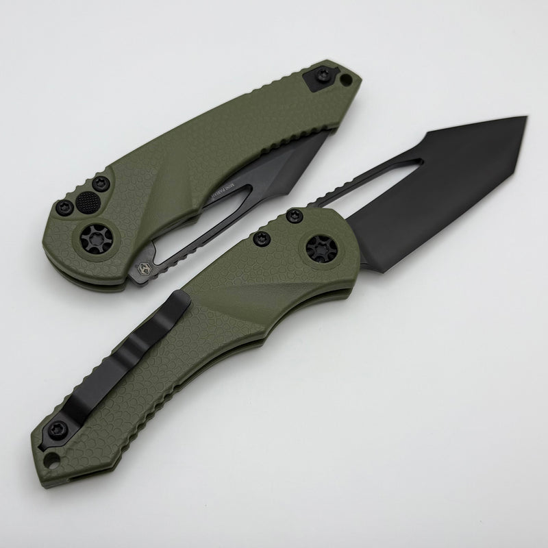 Heretic Knives Mini Pariah M/A Button Lock OD Green Polymer Handles w/ Black T/E MagnaCut H053-6A-GRN