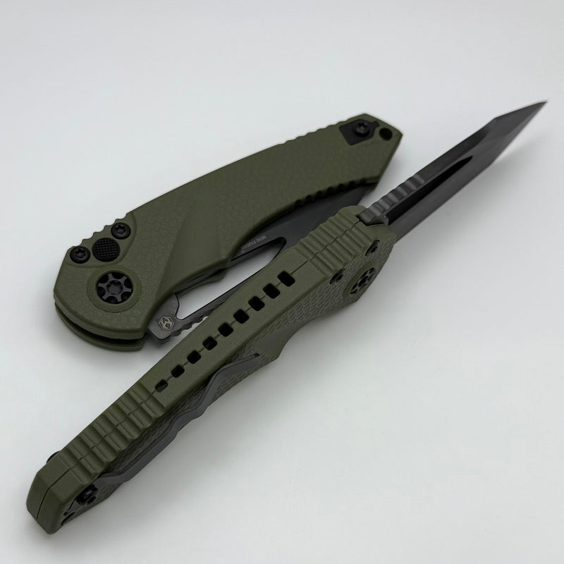 Heretic Knives Mini Pariah M/A Button Lock OD Green Polymer Handles w/ Black T/E MagnaCut H053-6A-GRN