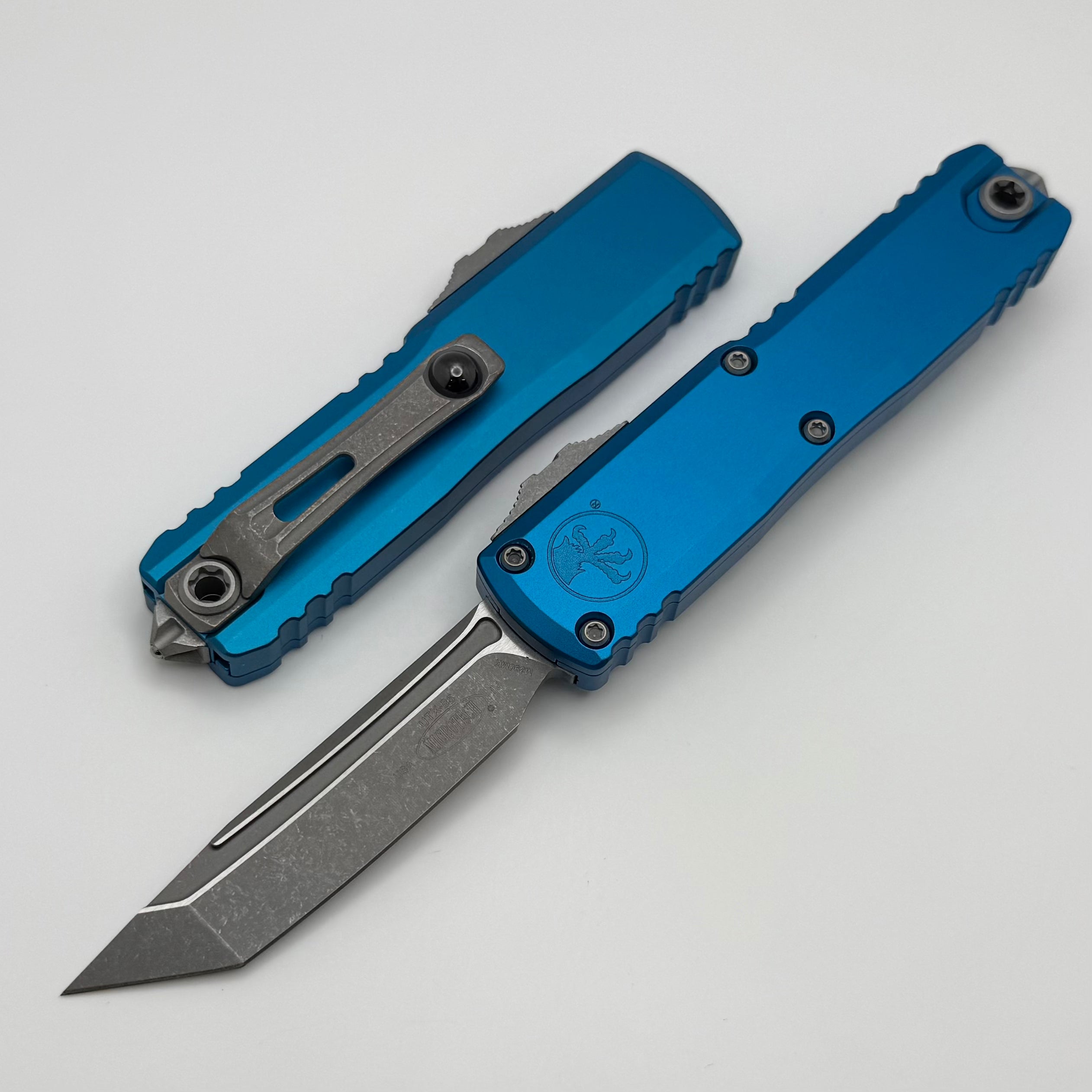 Microtech UTX-85 Gen IV w/ Blue Handle & Apocalyptic T/E M390MK 12334-