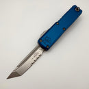 Factory Blem Microtech UTX-85 Gen IV w/ Blue Handle & Stonewash Part Serrated T/E M390MK 12334-11BL