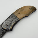 Kelly Vermeer Custom Flipper Angel Wing Damascus & Carved MammothScales (Consignment)