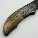Kelly Vermeer Custom Flipper Angel Wing Damascus & Carved MammothScales (Consignment)