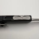Factory Blem Microtech UTX-85 Gen IV w/ Black Handle & Stonewash Full Serrated T/E M390MK 12334-12