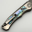 Heretic Knives Custom Wraith Auto V4 w/ Abalone Inlays & Hand Ground Mirror M390 Tanto Blade (Consignment)