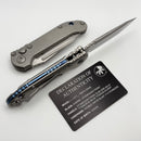 Microtech Marfione Select LUDT Gen III Slab Side Titanium Handles w/ Blue Accents & Stonewash Tanto 1136-10MS3