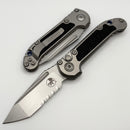 Microtech Marfione Select LUDT Gen III Titanium w/ Textured Inlaid Handles w/ Blue Accents & Stonewash Part Serrated Tanto 1136-11MS4