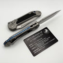 Microtech Marfione Select LUDT Gen III Titanium w/ Textured Inlaid Handles w/ Blue Accents & Stonewash Tanto 1136-10MS4