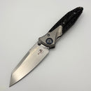 Pre-Owned Discontinued Microtech Knives Socom Bravo Mini Warcom Hand Satin w/ Blue Ti Pivot Collars & Carbon Fiber Scales 263M-4CFTI
