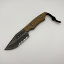 Pre-Owned Heretic Kobold FDE G-10 Handles w/ Serrated DLC Bowie MagnaCut Fixed Blade H065-6B-FDE/G10