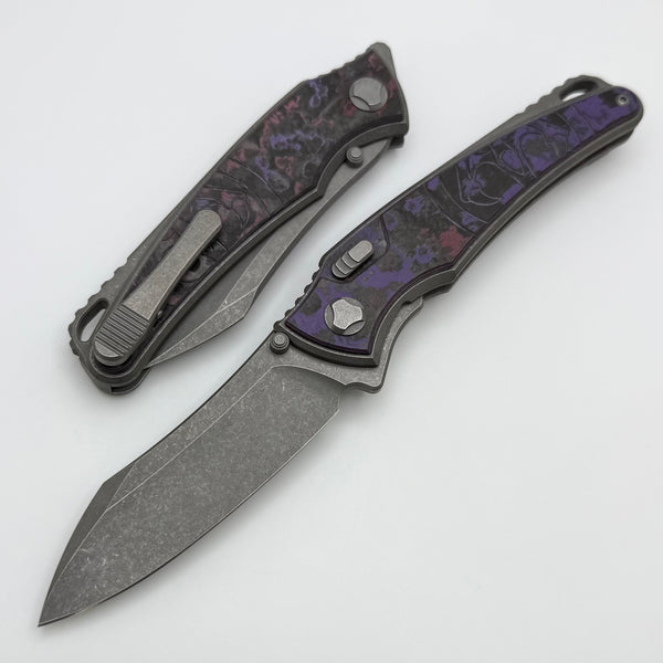 Hawk Designs Talon w/ Purple Haze Fat Carbon Overlay Handles ZirBlast/