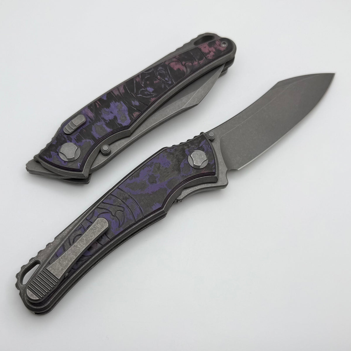 Hawk Designs Talon w/ Purple Haze Fat Carbon Overlay Handles ZirBlast/