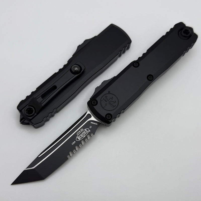Microtech UTX-85 Gen IV w/ Black Handle & Black Part Serrated T/E M390MK 12334-2T