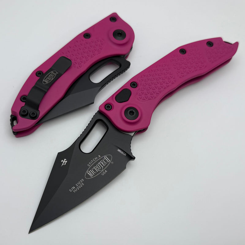 Microtech Borka Stitch Pink Handles & Black Standard 169-1PK