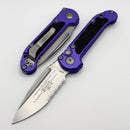 Microtech Knives LUDT Gen III Partial Serrated Stonewash Drop Point w/ Purple Handle 1135-11PU