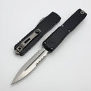 Microtech Ultratech Gen IV D/E Stonewash Part Serrated w/ Black Handle 11224-11