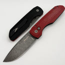 Pro-Tech Vero Designs Synapse Auto w/ Red Linen Micarta/Aluminum Handle & Acid Wash MagnaCut