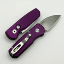 Pro-Tech Runt 5 Purple Handle w/ Pearl Button & Satin MagnaCut Wharncliffe R5300-LTD Purple