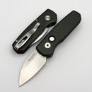 Pro-Tech Runt 5 Green Handle w/ Pearl Button & Satin MagnaCut Wharncliffe R5300-LTD Green
