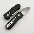Pro-Tech Runt 5 Green Handle w/ Pearl Button & Satin MagnaCut Wharncliffe R5300-LTD Green