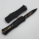 Microtech Knives Hera II Mini Baker Forge Coppermai Damascus D/E w/ Black Claw Burst Deep Engraved Handle & Bronze Ti Hardware Signature Series 1702M-16MS2