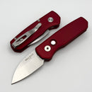 Pro-Tech Runt 5 Red Handle w/ Pearl Button & Satin MagnaCut Wharncliffe R5300-LTD Red