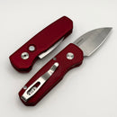 Pro-Tech Runt 5 Red Handle w/ Pearl Button & Satin MagnaCut Wharncliffe R5300-LTD Red