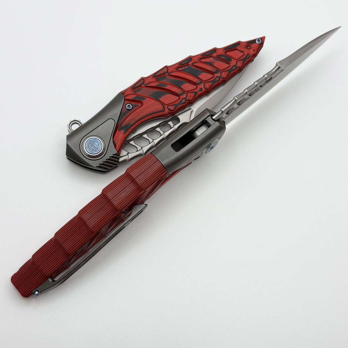 Rike Knife Thor 7 Integral Framelock w/ Black/Red G-10 Overlay and 154
