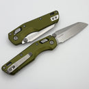 Microtech MSI RAM LOK Mini OD Green Fluted Aluminum Handles w/ Part Serrated Stonewash M390MK 210M-11FLOD