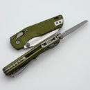Microtech MSI RAM LOK Mini OD Green Fluted Aluminum Handles w/ Part Serrated Stonewash M390MK 210M-11FLOD