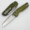 Microtech MSI RAM LOK Mini Frag Aluminum OD Green Handles w/ Full Serrated Stonewash M390MK 210M-12FROD