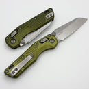 Microtech MSI RAM LOK Mini Frag Aluminum OD Green Handles w/ Full Serrated Stonewash M390MK 210M-12FROD