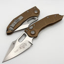 Microtech Borka Stitch Single Edge Stonewash Standard w/ Brown Handles 169-10BN