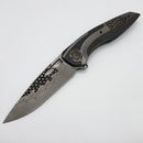 Custom Knife Factory Sukhoi-4 Titanium & Milled Carbon Fiber One Off Skulls