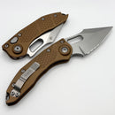 Microtech Borka Stitch Stonewash Partial Serrated & Brown Handles 169-11BN