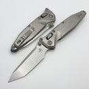 Marfione Select Microtech Socom Ram-Lok Titanium Slab Side Handles w/ Blue Accents & Tanto Stonewash M390MK 161RLS-10MS3