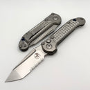 Microtech Knives LUDT Gen III Frag Titanium Handles w/ Partial Serrated Stonewash Tanto & Blue Accents 1136-11FRMS2