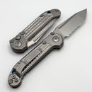 Microtech Knives LUDT Gen III Frag Titanium Handles w/ Partial Serrated Stonewash Tanto & Blue Accents 1136-11FRMS2