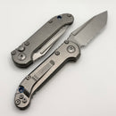 Microtech Knives LUDT Gen III Slab Side Titanium Handles w/ Partial Serrated Stonewash Tanto & Blue Accents 1136-11MS3
