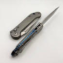 Microtech Knives LUDT Gen III Slab Side Titanium Handles w/ Partial Serrated Stonewash Tanto & Blue Accents 1136-11MS3
