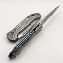 Microtech Knives LUDT Gen III Frag Titanium Handles w/ Partial Serrated Stonewash Tanto & Blue Accents 1136-11FRMS2