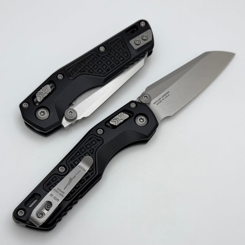Microtech MSI RAM LOK Mini Proof Run Black Frag Aluminum Handles w/ Stonewash M390MK 210M-10FRSPR