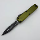 Microtech UTX-85 Gen IV w/ OD Green Handle & Black D/E Part Serrated M390MK 12324-2OD